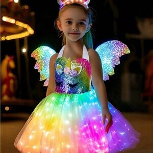 Dress up Rainbow Unicorn Kids Dress/Costume